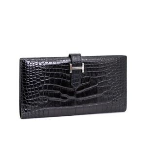 Hermes Bearn Classic Croco Alligator Black G Engraved